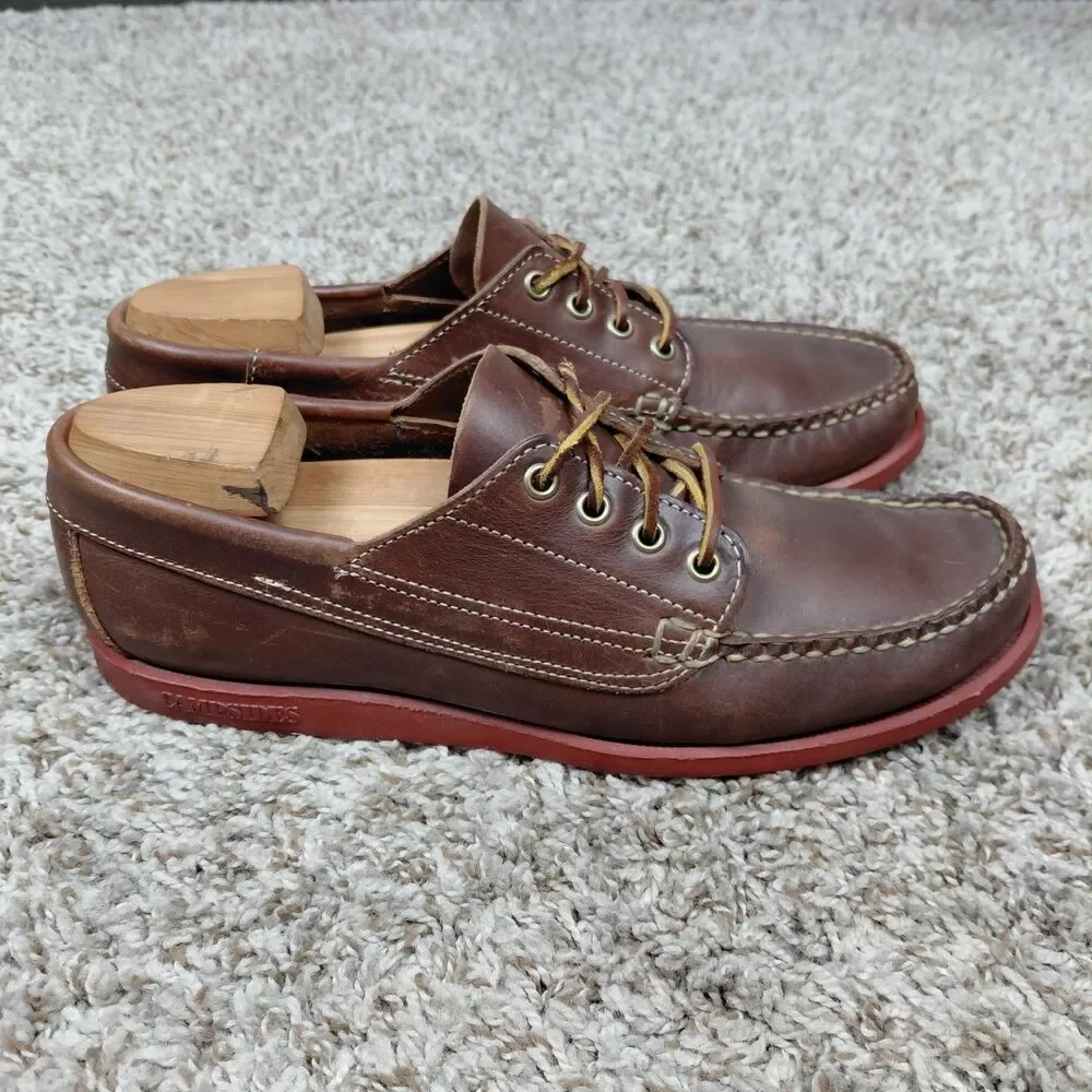 Vintagw Sebago Campsides Hand Sewn Boat Shoes Mens 9 M Brown Leather Made In USA